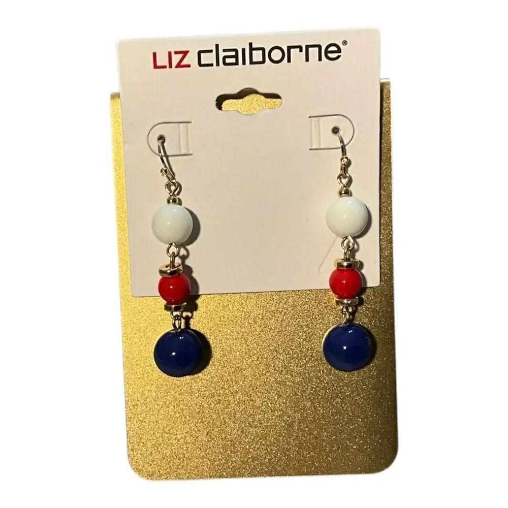 🌼🌼Liz Claiborne red,white and blue dangle earrings NWT🌼🌼